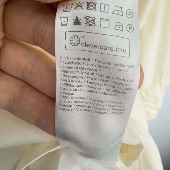 SOAKED IN LUXURY Cattie Butter Yellow 3/4 Sleeve Cream Button Front‎ Blouse M - Picture 7 of 8